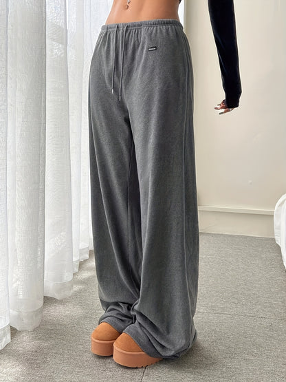 [25AW Home Wear Trend] Women'S German Velvet Fabric Comfortable Casual Home Long Pants, Drawstring Waist with Pockets, Fall Winter Style Trousers