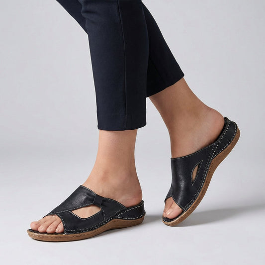 Dagna | Women's Slip-On Flat Mule Sandal with Cut-Out