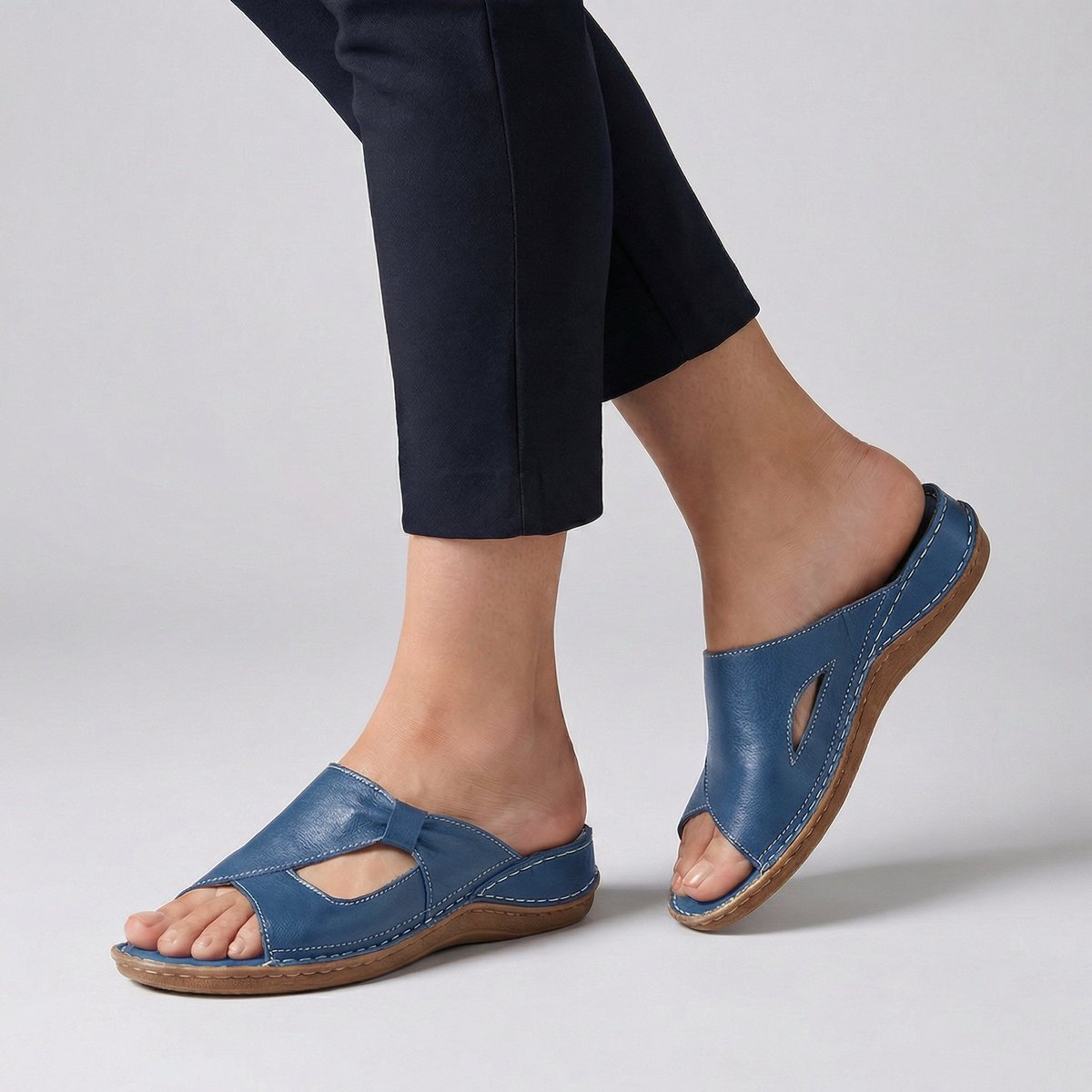 Dagna | Women's Slip-On Flat Mule Sandal with Cut-Out