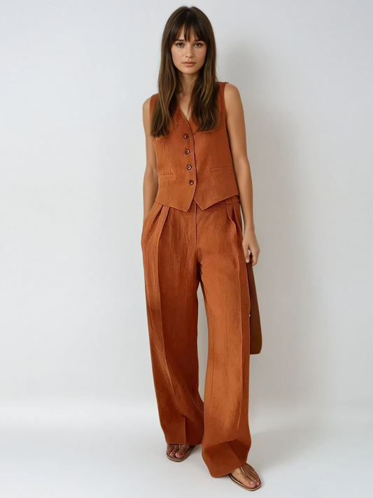 Darcey | Women's Tailored Vest Wide Leg Pants Set