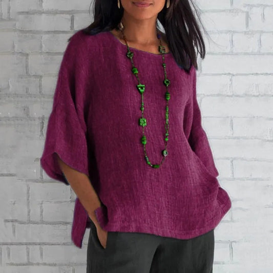 Harper | Women's Relaxed-Fit V-Neck 3/4 Sleeve Linen Tunic