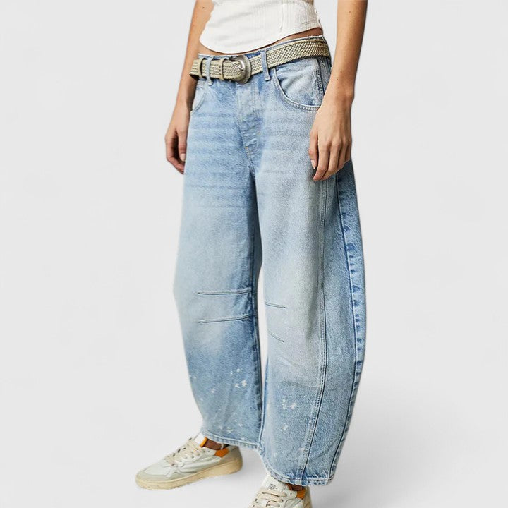 Dovina | Women's High Waist Barrel Leg Jeans