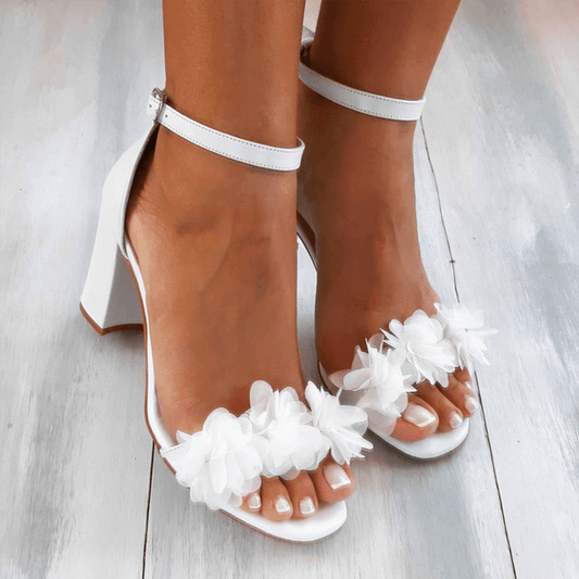 Elspeth | Women's Floral Ankle Strap Block Heel Sandals