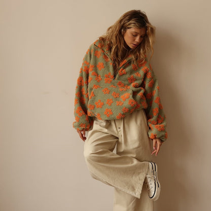 Women’s Sweater | Floral Quarter Zip