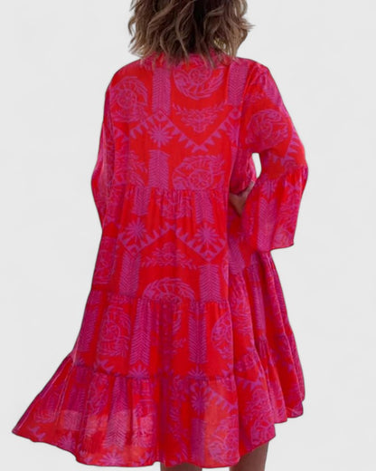 Farrah | Women's Boho V-Neck Bell Sleeve Midi Dress