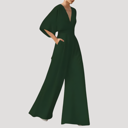 Leonie | Women's V Neck Wide Leg Jumpsuit