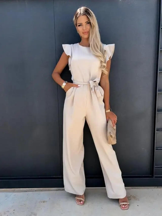 Miriam | Women's Flutter Sleeve Wide Leg Jumpsuit