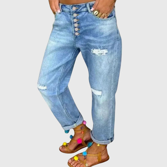 Sable | Women's High Waist Distressed Boyfriend Jeans