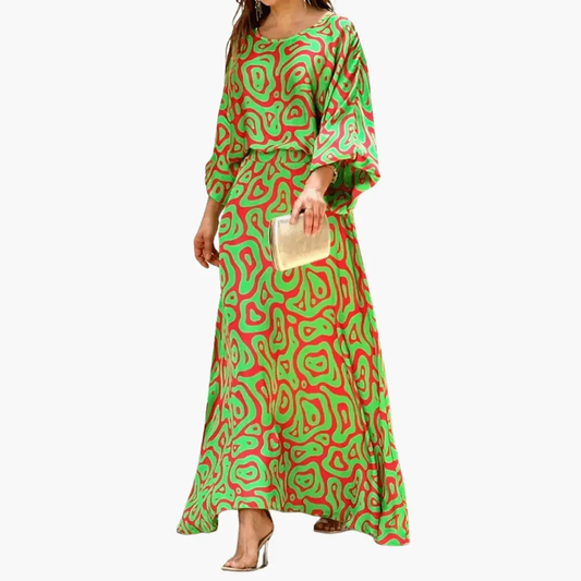 Saoirse | Women's Abstract Print 3/4 Sleeve Maxi Dress
