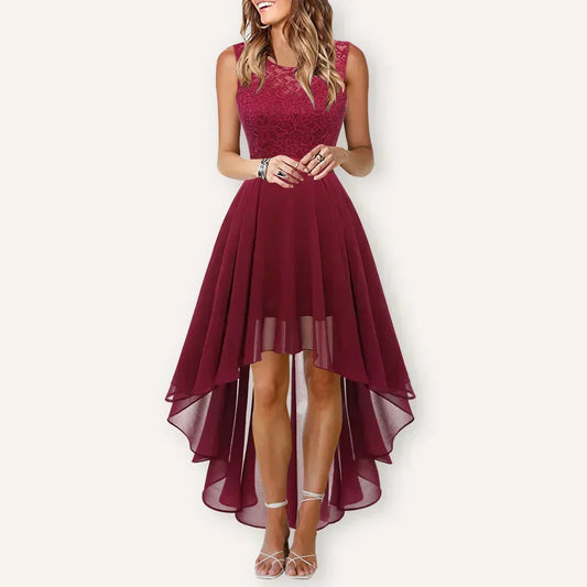 Vanya | Women's Lace High Low Sleeveless Midi Dress