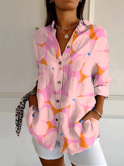 Women's Blouse | Abstract Print Split Neck