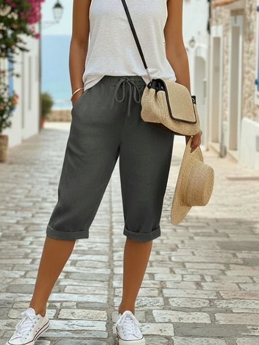 Waverly | Women's Drawstring Elastic Waist Capri Shorts