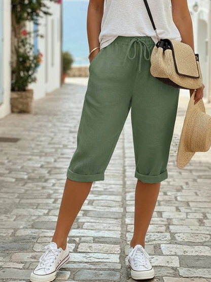 Waverly | Women's Drawstring Elastic Waist Capri Shorts