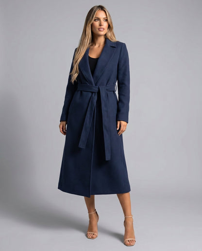 Luna | Women's Belted Wool-Blend Long Lapel Trench Coat
