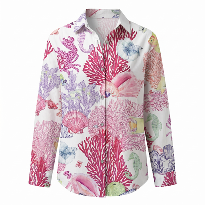 Women's Blouse | Abstract Print Split Neck